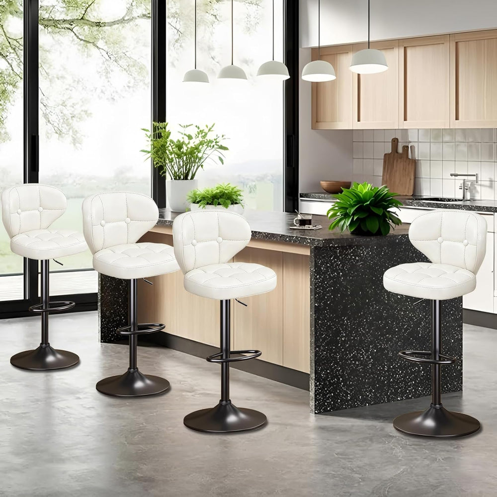 Bar Stools Set of 4, Adjustable Swivel Bar Chairs with 360° Rotation, Padded ...