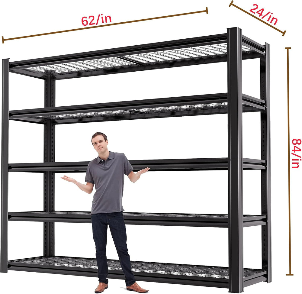 5-Tier Heavy Duty Garage Shelving, 5,000 lbs Capacity Adjustable Metal Storag...