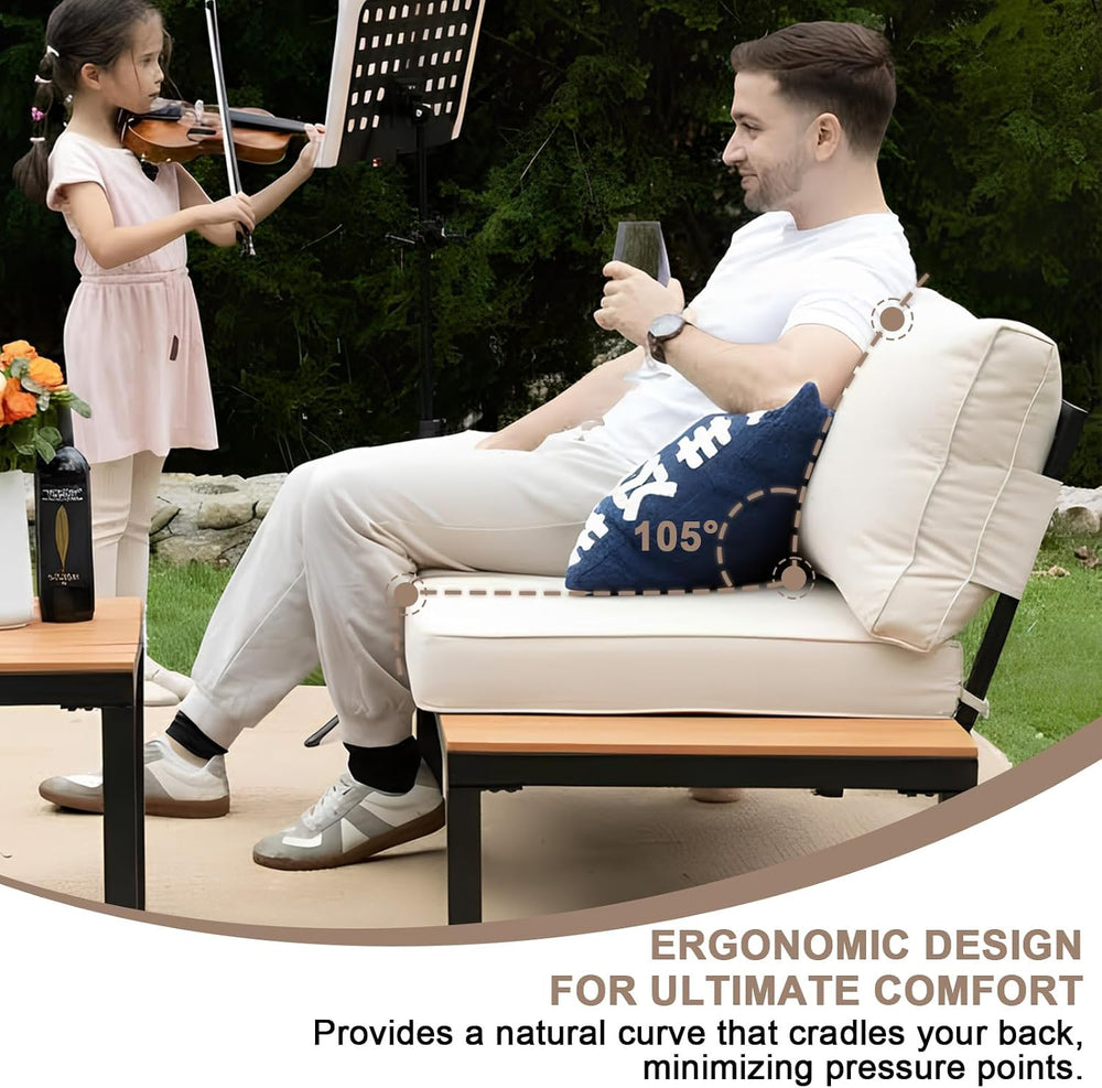5-Person Outdoor Patio Furniture Set, Durable Metal Frame Outdoor Sectional w...