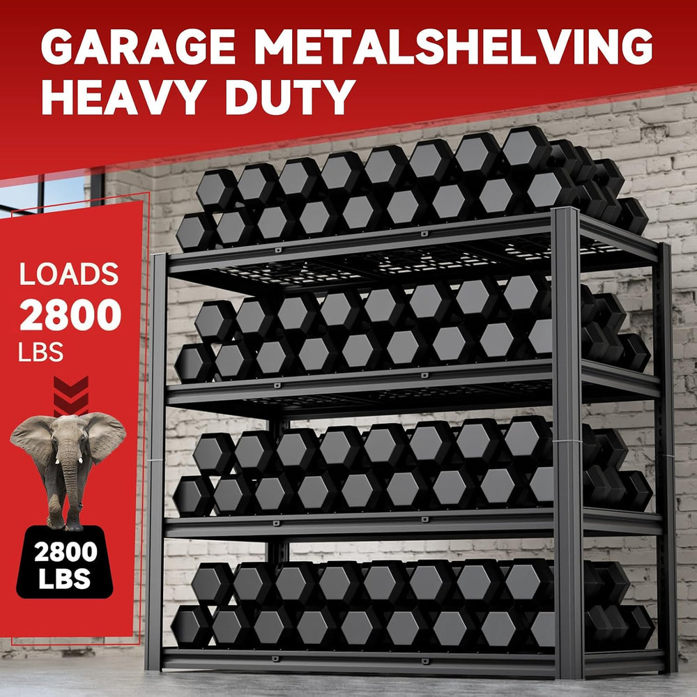 4-Tier Garage Shelving Heavy Duty 2800LBS Garage Storage Rack 60" W Base...