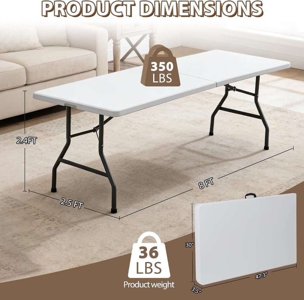 SUPER DEAL 8FT Folding Picnic Table for Indoor Outdoor, Portable Fold-in-Half...