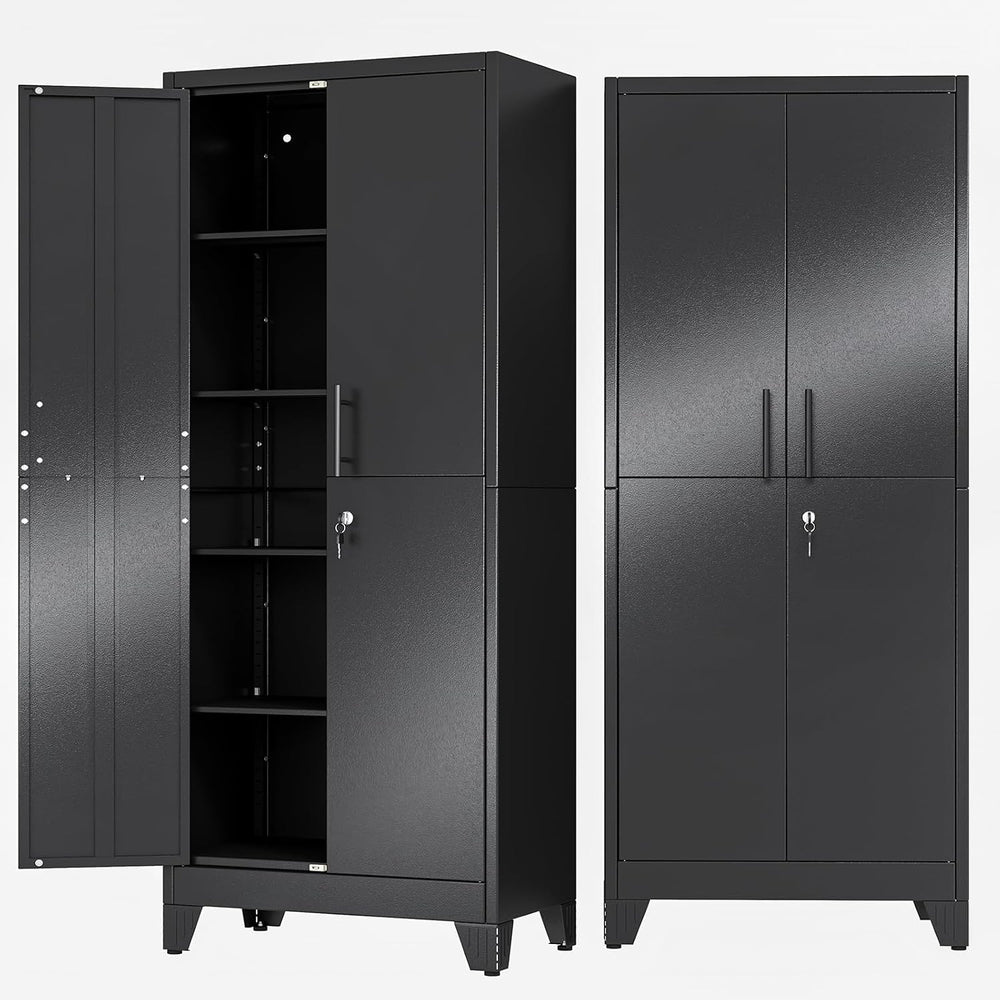 71" Metal Garage Storage Cabinet with Locking Doors and Shelves