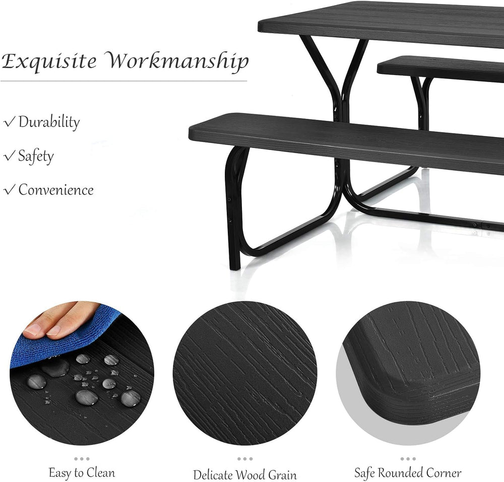 GIANTEX Picnic Table Bench Set Outdoor Camping All Weather Metal Base Wood-Li...