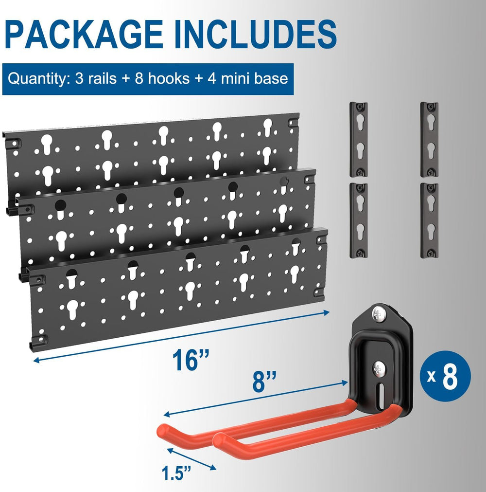 Wallmaster Wall Mount Garage Tool Storage Rack Folding Chair Hangers