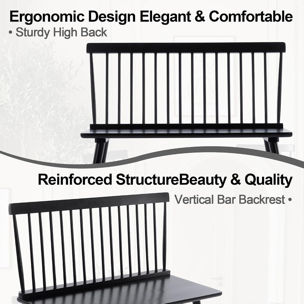 DUHOME Entryway Bench, Black Dining Bench with Spindle Back