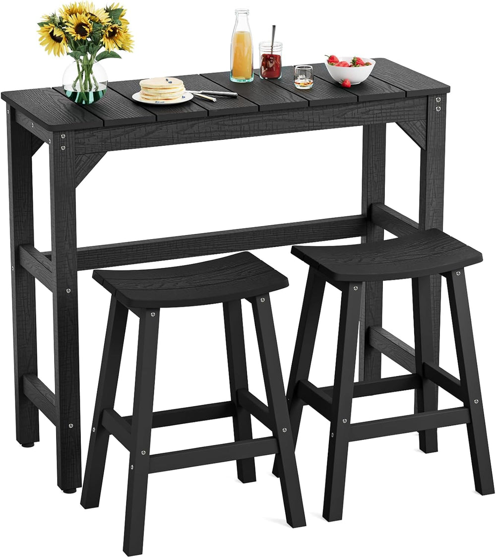 3-Piece Outdoor Bar Set, 42" Bar Height Table & 2 Outdoor Bar Stools