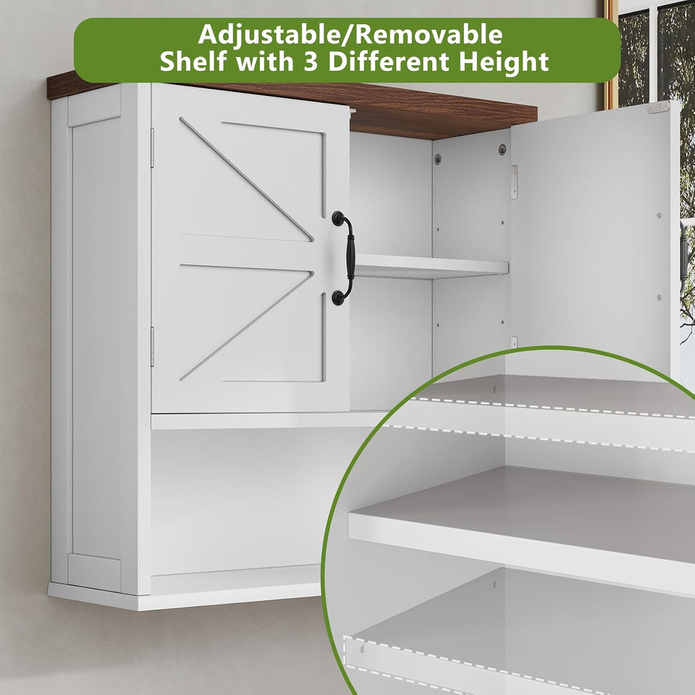 Bathroom Wall Cabinet with Barn Doors, Wall Mounted Bathroom Cabinet, Farmhou...