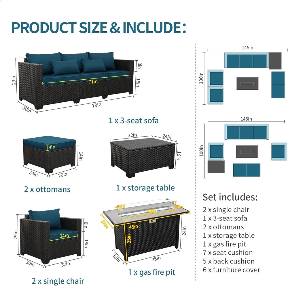 Outdoor Patio Furniture 60000 BTU Outdoor Propane Fire Pit Table Patio Furnit...