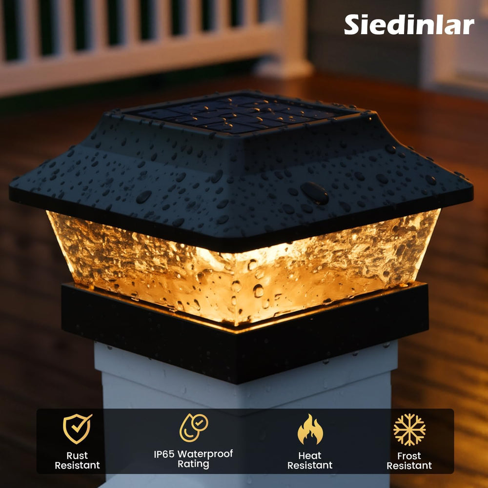 SIEDiNLAR 4x4 Solar Post Cap Lights Metal 2 Modes, 6 Pack Black Warm/White