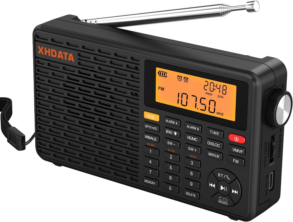 XHDATA D109WB Portable AM/FM/SW/LW/WB Weather Radio Shortwave Radio Receiver ...