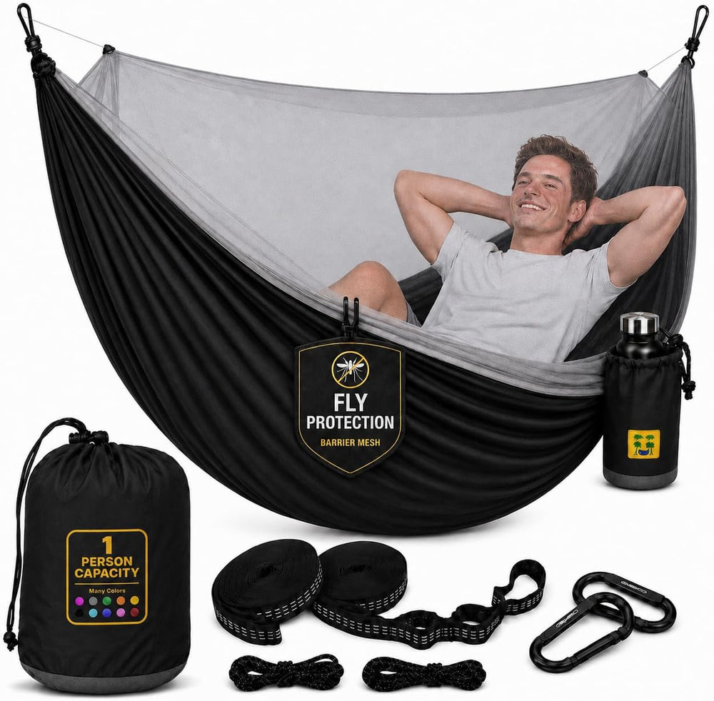 Durable Hammock 500 lb Capacity, Nylon Camping Hammock Chair - Double or Sing...