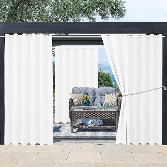 Water Proof Outside Curtains with Grommet Top for Porch, W84 x L84 Thermal In...