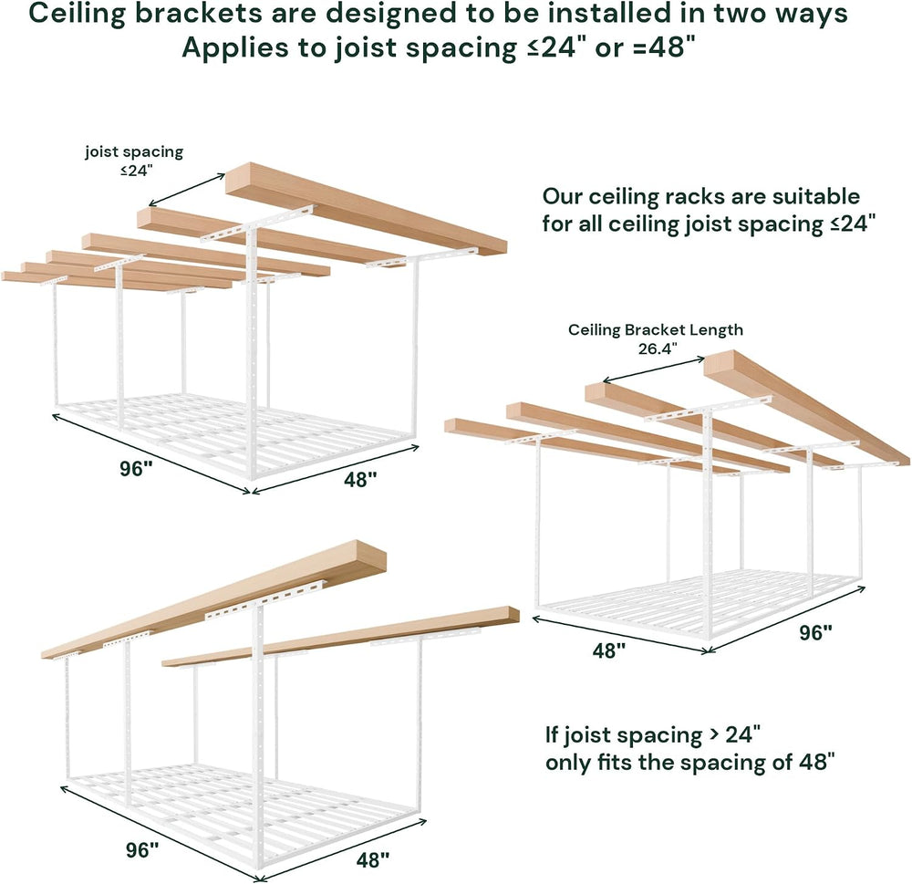 SunsGrove 4x8 Overhead Garage Storage Rack Organization, Adjustable Ceiling M...