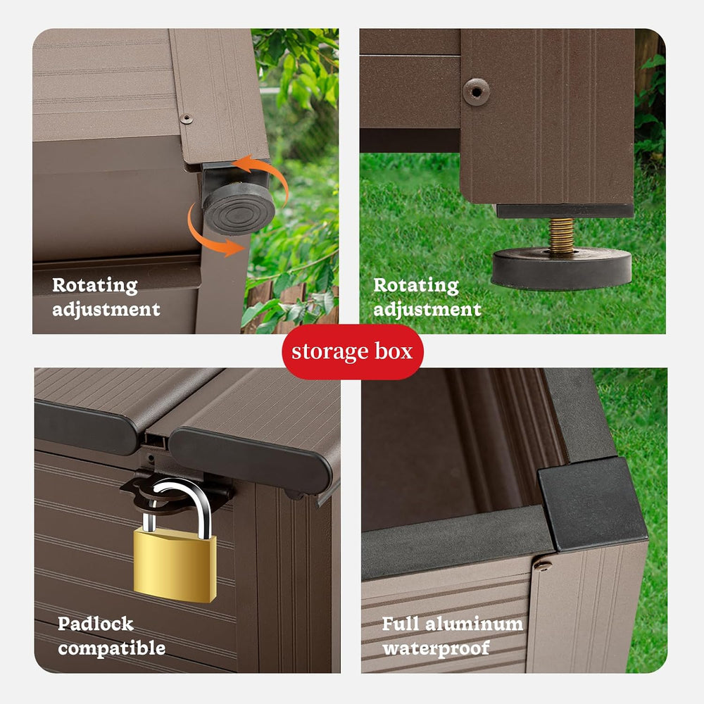 TECSPACE 55 Gallon Aluminum Deck Box, IP65 Waterproof Level Patio Storage Box...