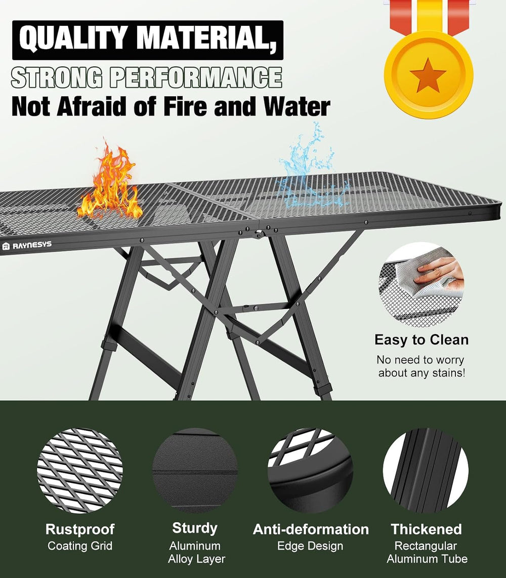 Raynesys Portable Folding Grill Table for Ourdoor, Camping, Picnic, BBQ