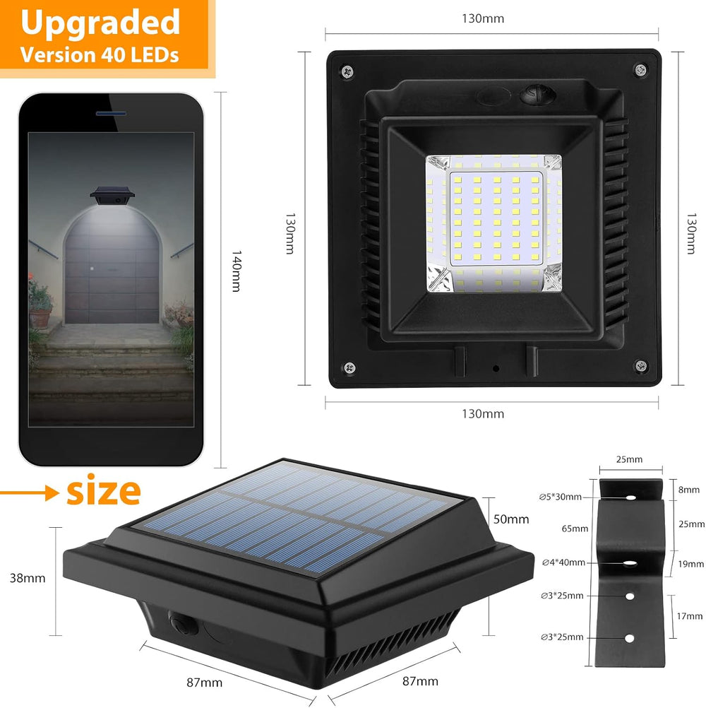 Solar Gutter Lights Outdoor, 40 LEDs Bright Solar Powered led Fence Light Dec...
