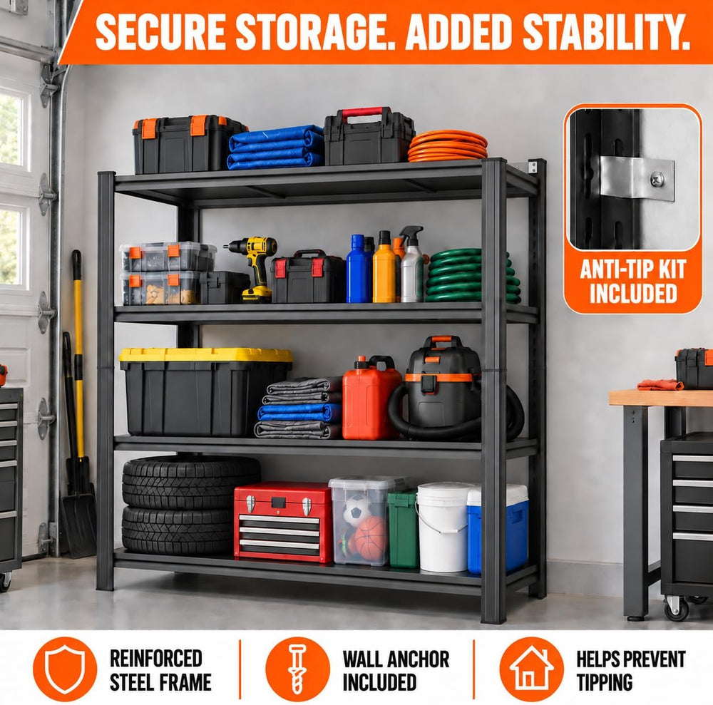 Garage Shelving Heavy Duty Storage Shelves Boltless Unit 44"H x 40"...