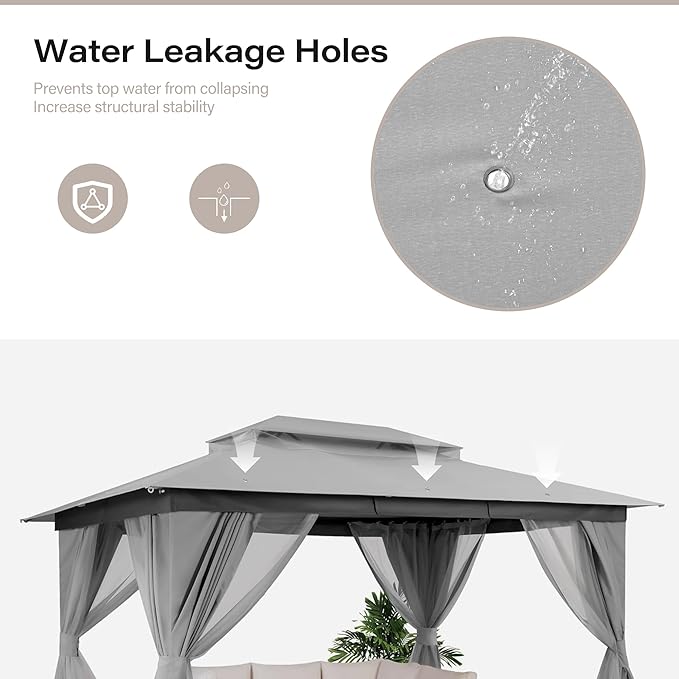 LAUSAINT HOME Semi-Permanent Outdoor Patio Gazebo 10'x13', Heavy Duty...