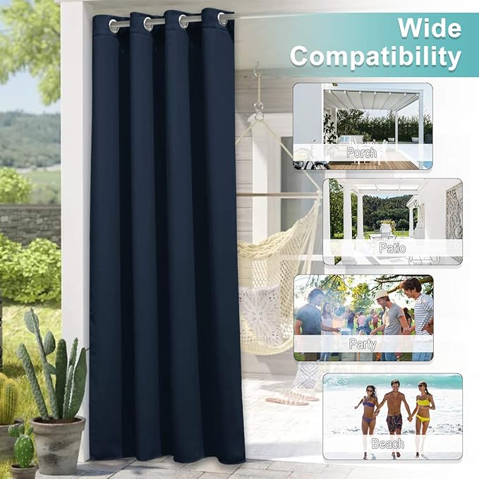 NICETOWN 2 Panels Patio Curtains for Outdoor Waterproof, Home Fashion Machine...