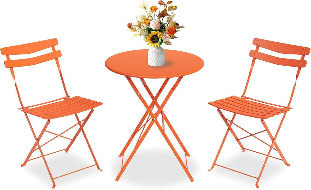 GarveeLife 3 Piece Patio Bistro Set, Patio Furniture Set, Orange