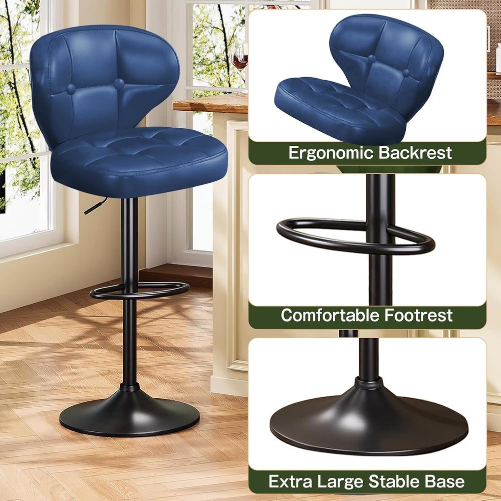 Bar Stools Set of 6, Adjustable Swivel Bar Chairs with 360° Rotation, Padded ...