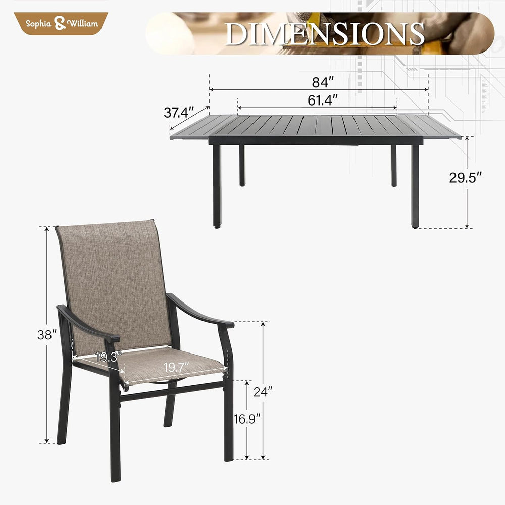 Sophia & William Outdoor Dining Set for 8 with Expandable Metal Table