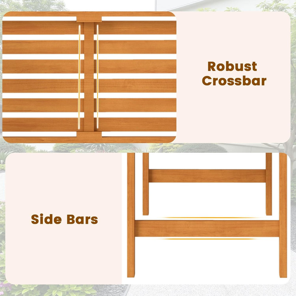 Tangkula Acacia Wood Outdoor Bench, 2-Person Garden Bench, Circle Backrest