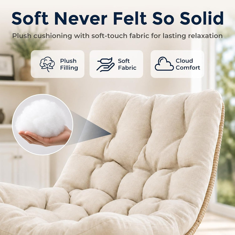 Outdoor Wicker Swivel Chair, 360° Rotating Patio Chair, Oatmeal