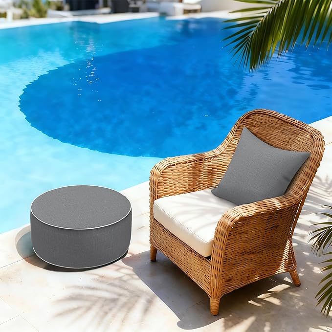 LVTXIII Outdoor/Indoor Inflatable Ottoman, 21"x21"x9" Patio Fo...