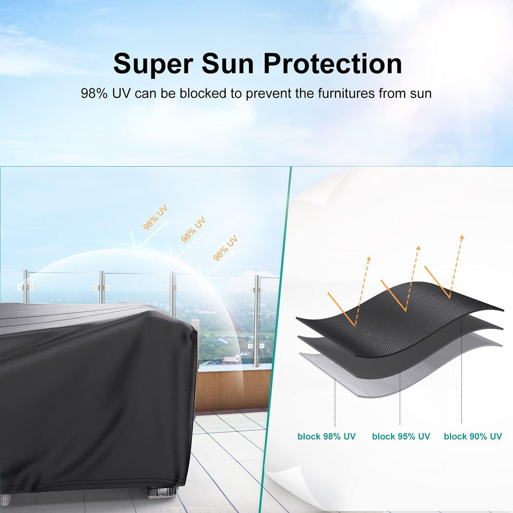 Waterproof Outdoor Patio Furniture Covers 111"L×74"W×28"H Black