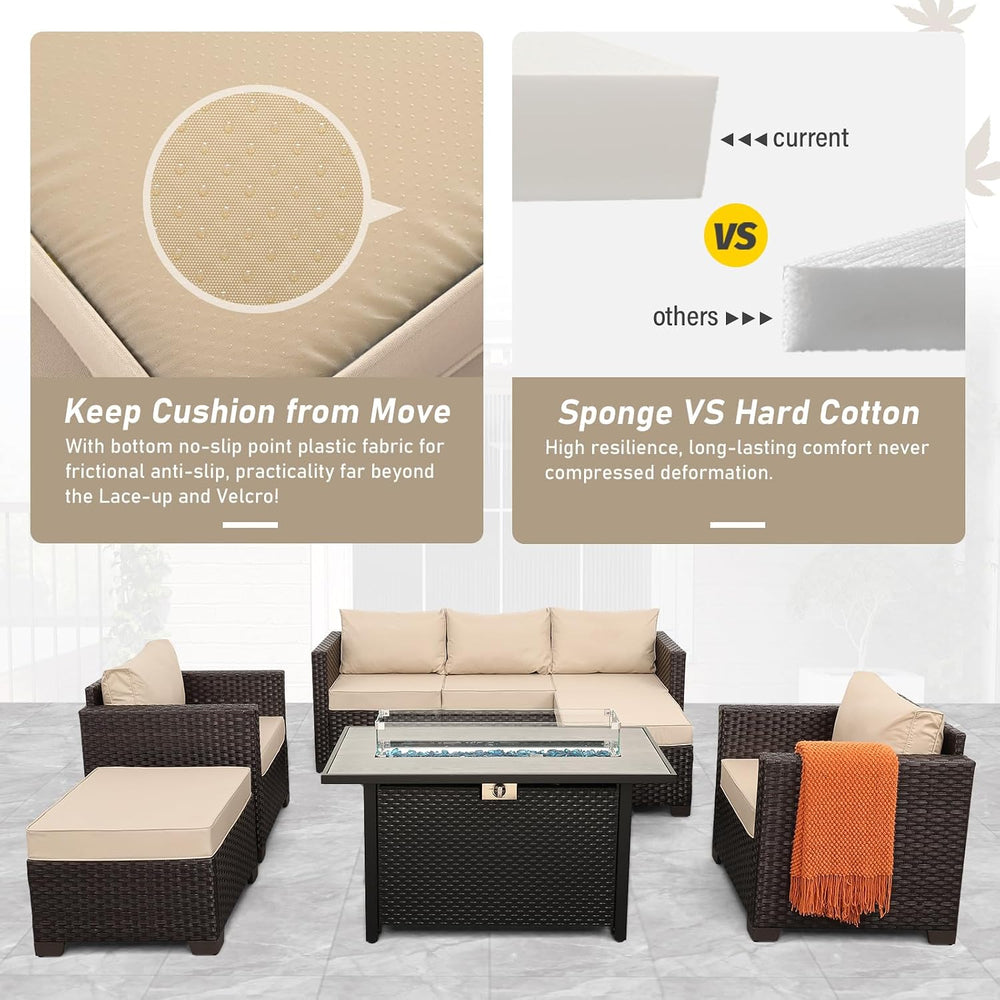 Rattan Star Patio Furniture Set 6-Piece Outdoor Furniture Set with 45'...