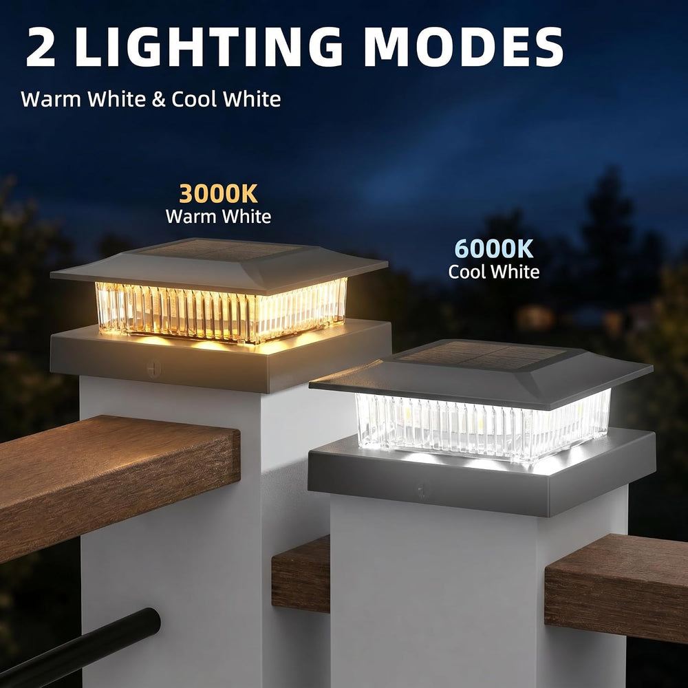 12 Pack Solar Post Cap Lights 4x4, Dual-Color Waterproof Fence Post Solar Lig...