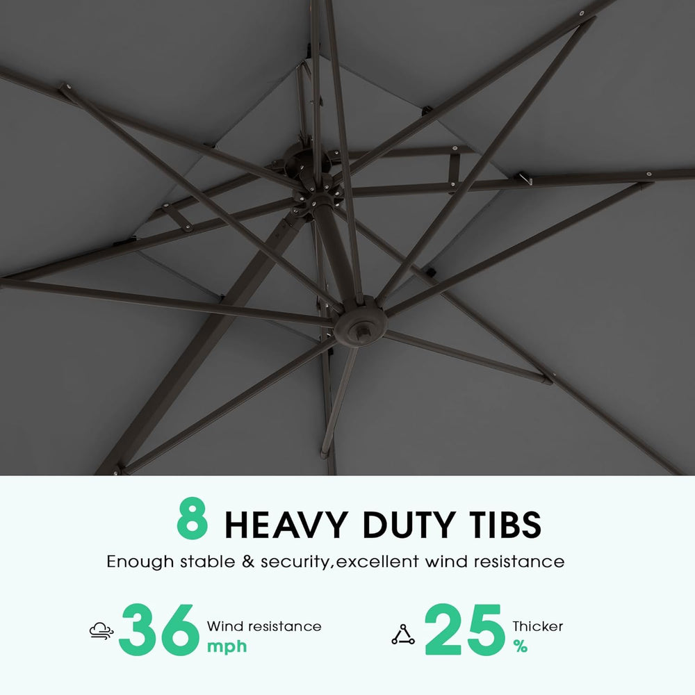 JEAREY 9x9 ft 2-Tier Cantilever Patio Umbrella, Outdoor Offset Umbrella