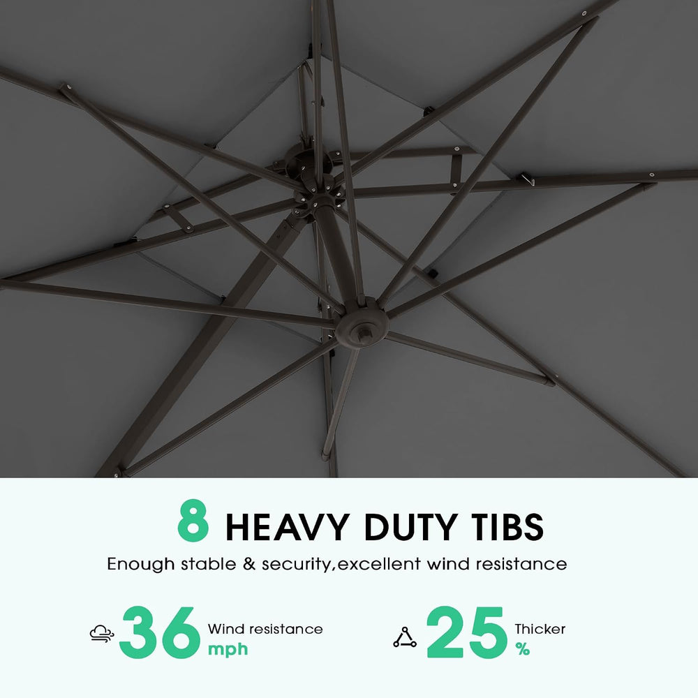 JEAREY 10x10 ft 2-Tier Cantilever Patio Umbrella, Outdoor Offset Umbrella