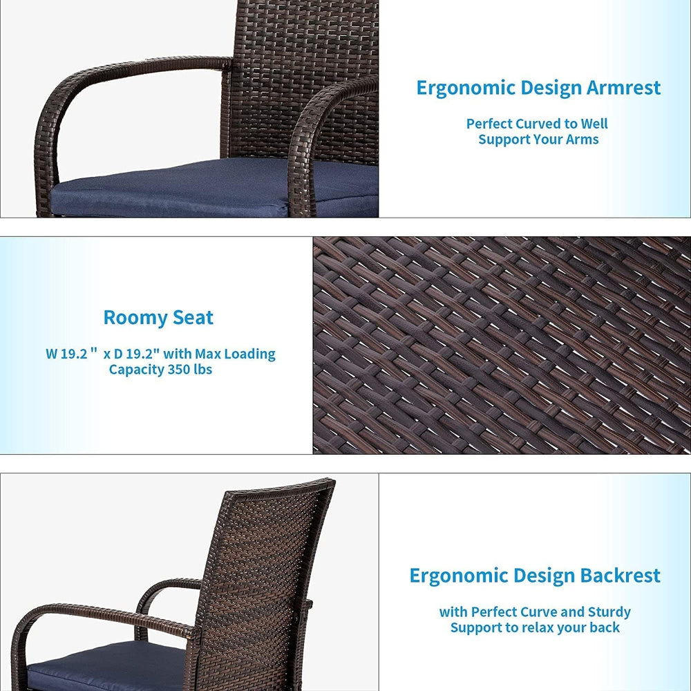 Outdoor Wicker Dining Chairs, Patio Rattan Dining Chairs Set of 2