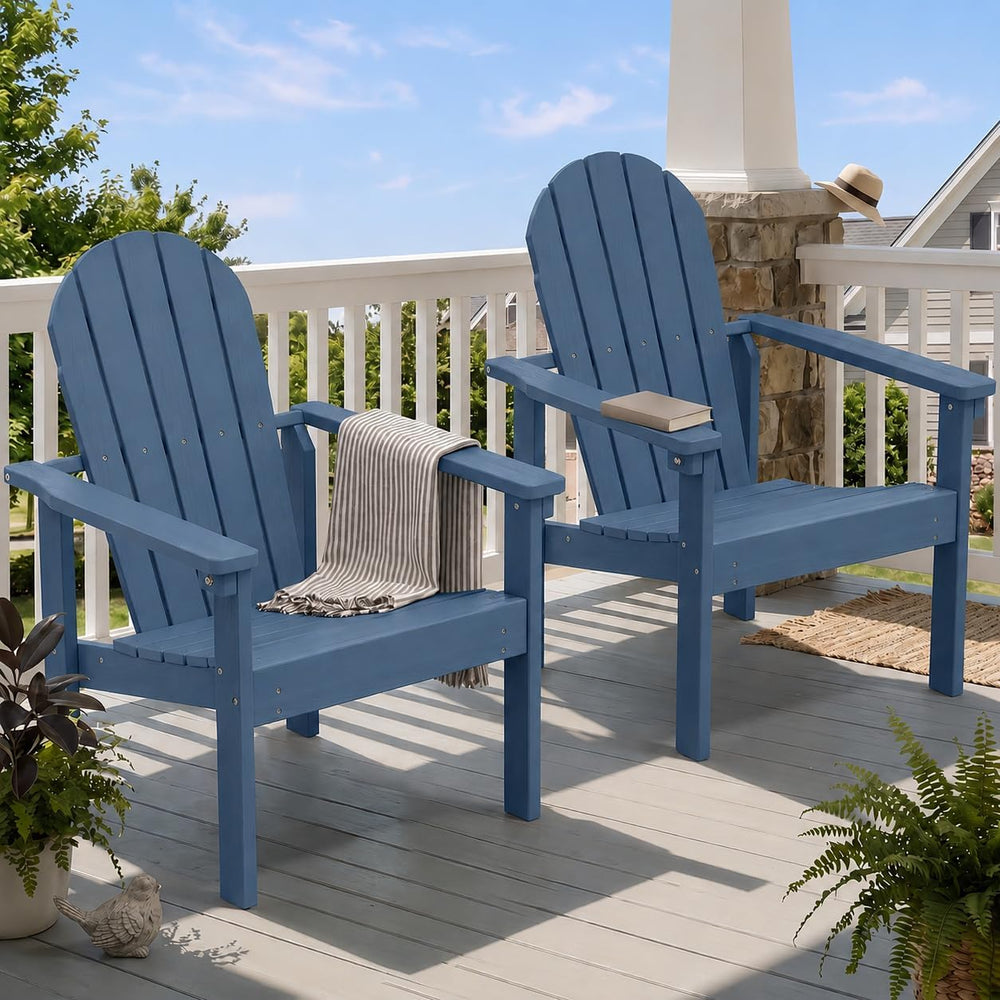 SERWALL HDPE Stackable Adirondack Chairs Set of 2,Space-Saving, Blue
