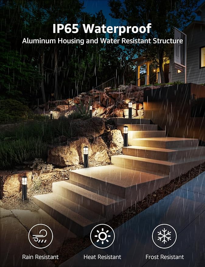 SUNVIE 12-Pack Low Voltage Landscape Pathway Lights 3W Outdoor Landscape Ligh...