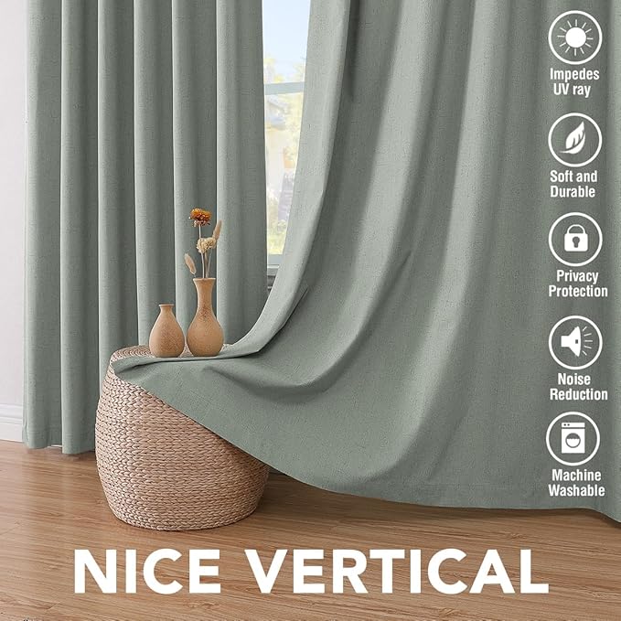 H.VERSAILTEX 100% Blackout Curtains for Bedroom Thermal Insulated Linen Textu...