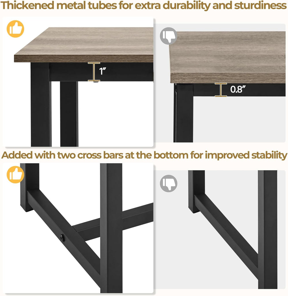 Yaheetech Small Table and Chairs, Space Saving Dining Table Set for 2, Gray