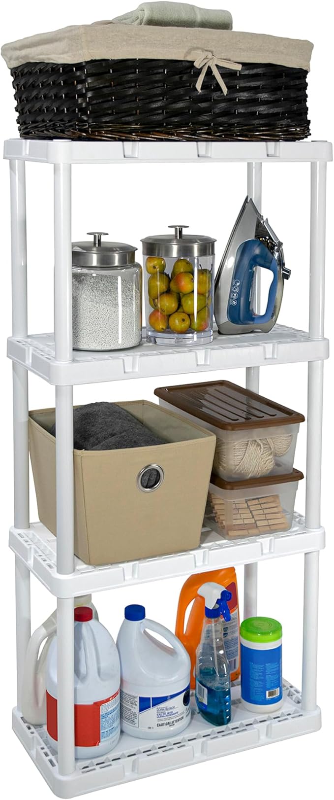 Gracious Living 2 Pack Light Duty Storage Shelves, Knect-A-Shelf 4-Shelf Vent...