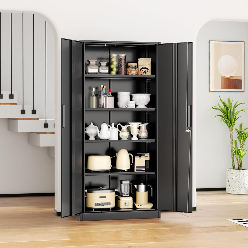INTERGREAT Metal Storage Cabinet, 72” H Storage Cabinet with 2 Doors and 4 Ad...