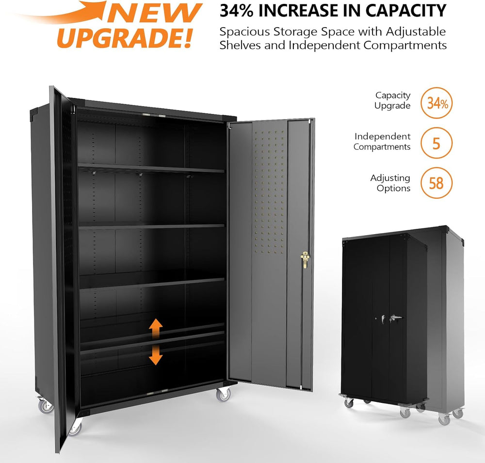 VINGLI Upgraded Wide & Deep Garage Storage Cabinet, Metal Storage Cabinet...