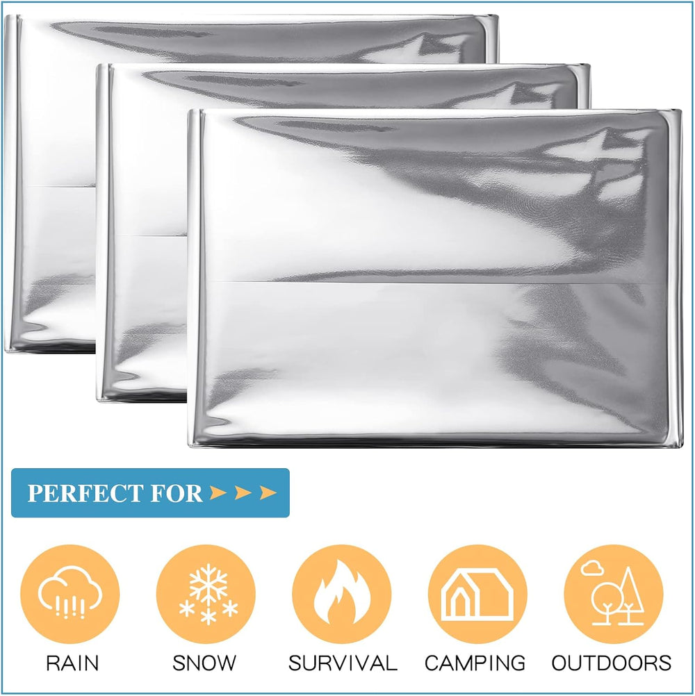 Macarrie 100 Pack Emergency Thermal Blankets Foil Space, Silver