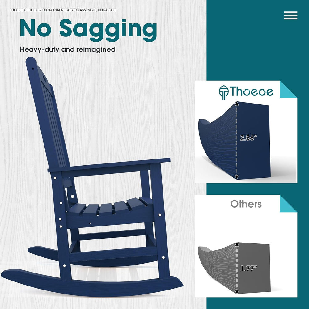 THOEOE Outdoor Rocking Chairs Set of 2, Oversized HDPE Patio Rockers