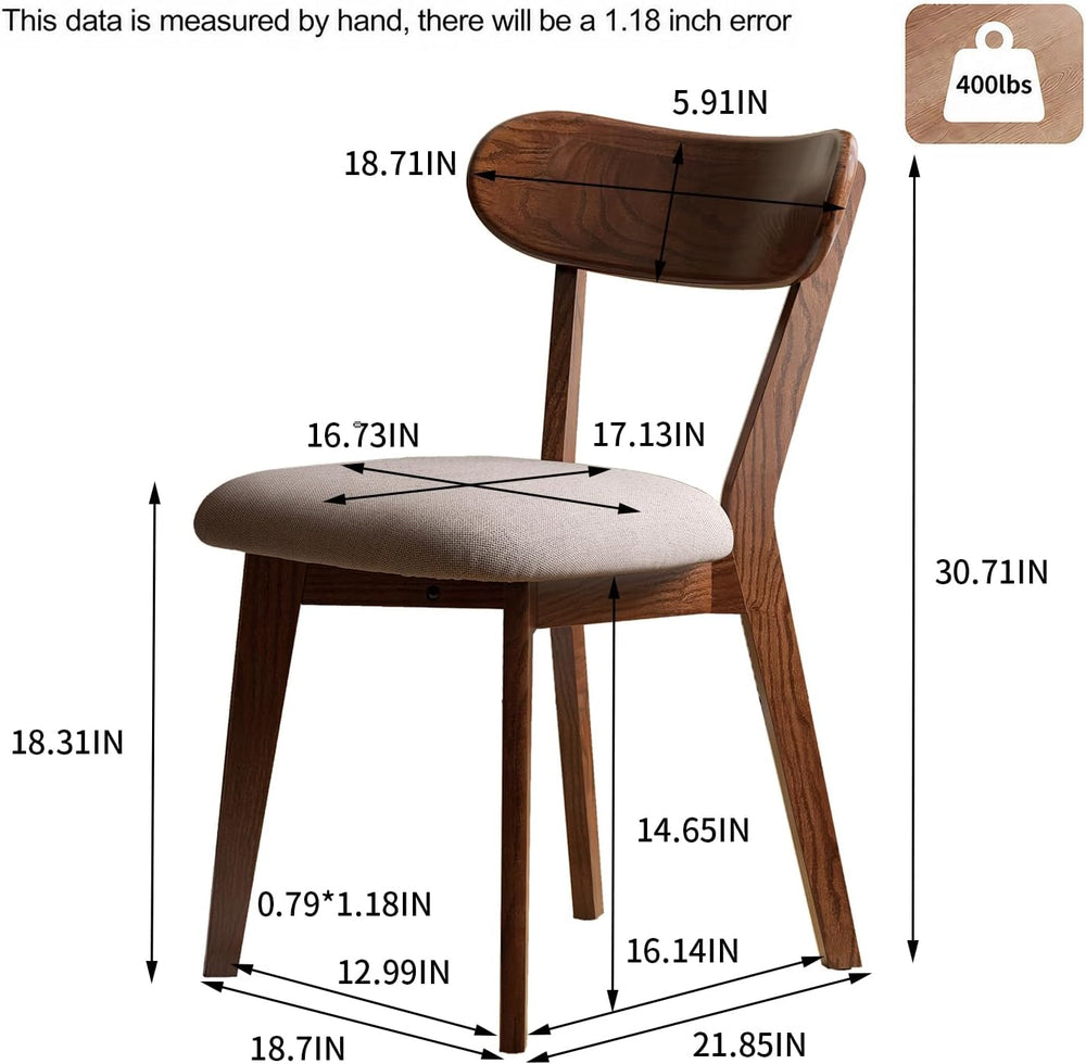 Mid Century Modern Walnut Dining Chairs Set of 4, FAS-Grade Oak, 400 lbs