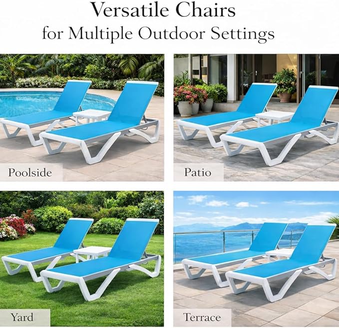 Kozyard Outdoor Chaise Lounge Chair, Full Flat Adjustable Patio Lounger with ...