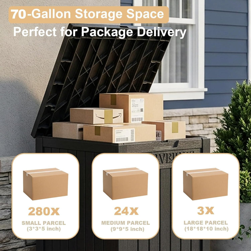 PatioZen Package Delivery Box, Waterproof Outdoor Container Lockable, Black