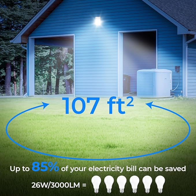 CINOTON 26W LED Wall Pack Light with Dusk to Dawn Sensor, 3000LM [100-277Vac]...