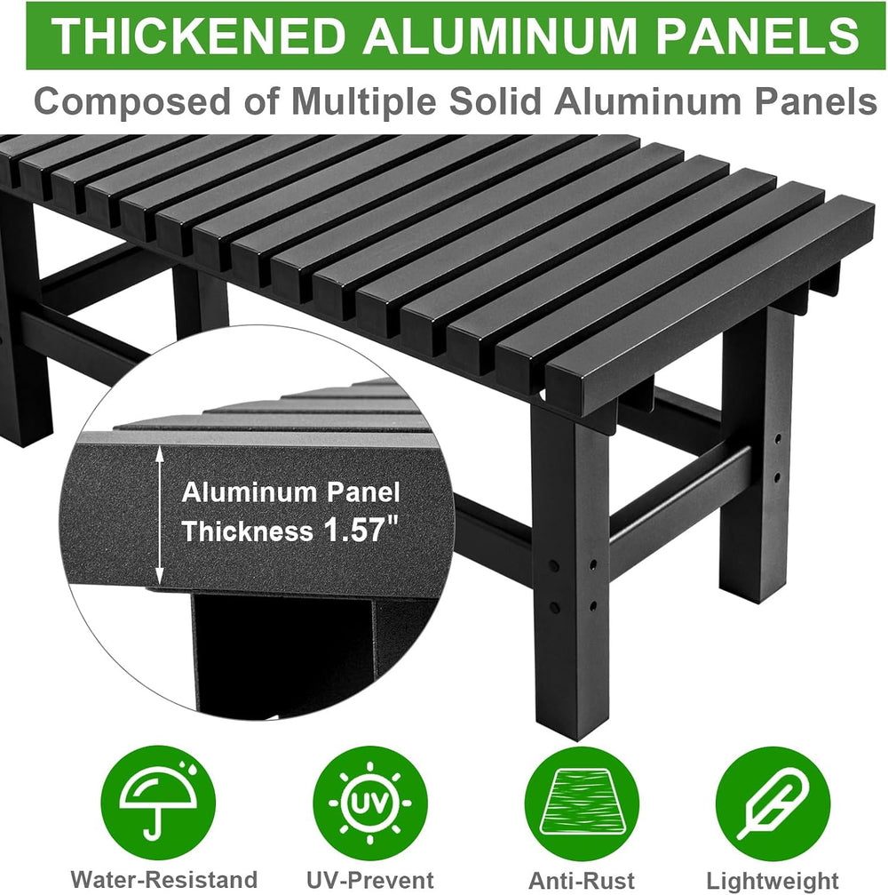 TECSPACE 70 Inches Aluminum Outdoor Weatherproof Bench Backless, 550 LBS Bear...