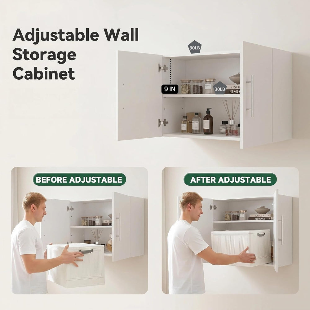 Wall Cabinet, 36" W x 12" D x 20" H Wooden Wall Mounted Storag...